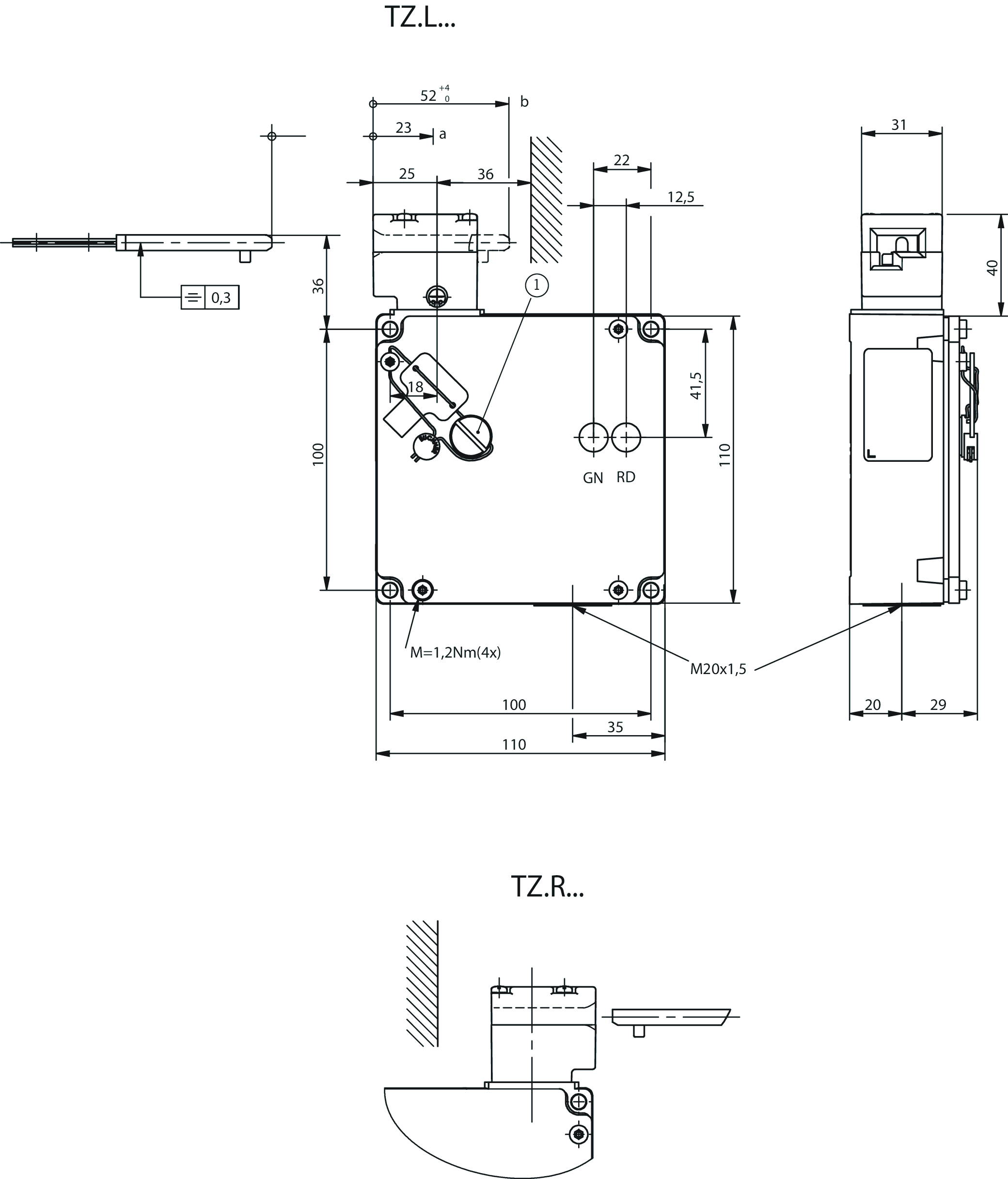 Euchner TZ2LE024PG Sicherheitsschalter TZ, Schutzschalter Schalter Safety  Switch