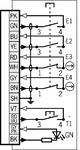 Připojovací schéma 220 s 1 tlačítkem a 1 LED diodou